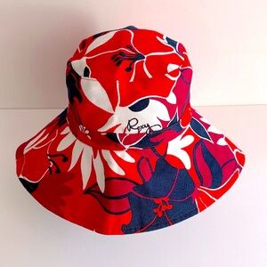 ROXY || Vibrant Red White and Navy Floral Bucket Hat
